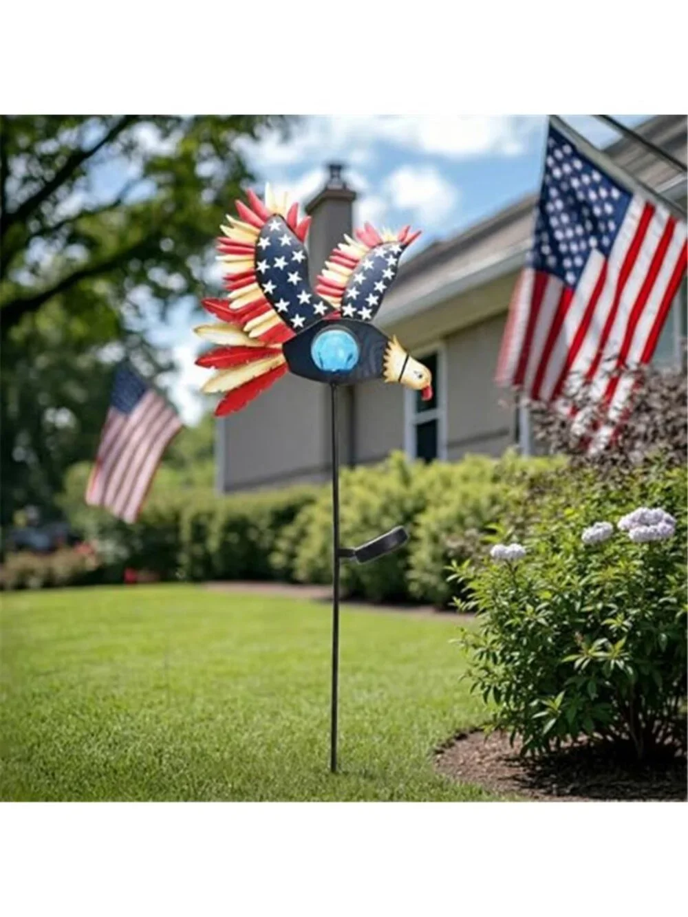 4th of July Patriotic Decoration Flying Eagle Solar Lights Metal Garden Stake